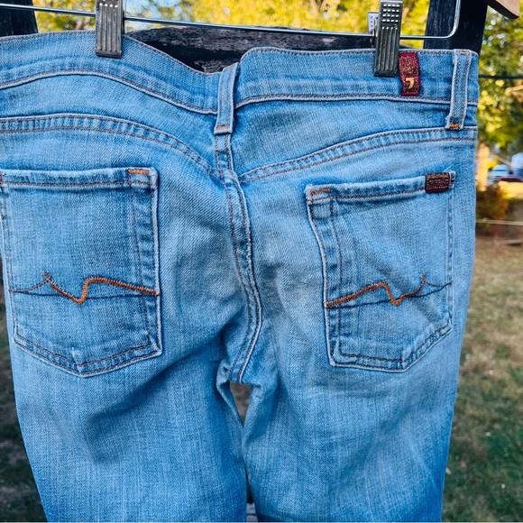 7 For All Mankind Low Rise‎ Jeans Women Size 28 Blue Cotton Distressed - Picture 5 of 12